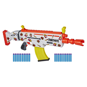 Nerf Fortnite AR DURRR Burger Motorized Dart Blaster 20 Dart Flip Up Sights Play