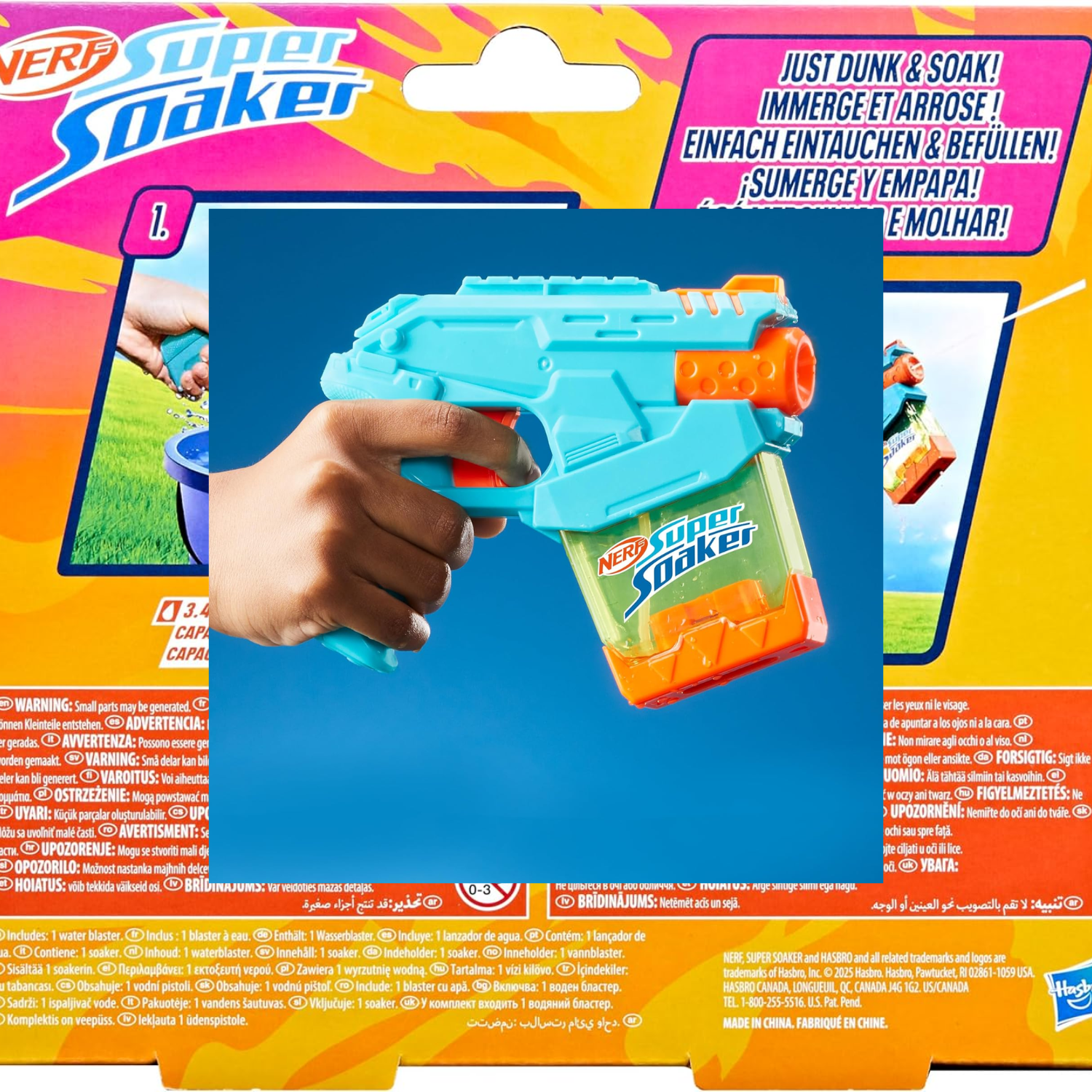 Nerf Super Soaker Mini Dunk Fill Water Blaster Instant Fill Tank Outdoor Toy 6+