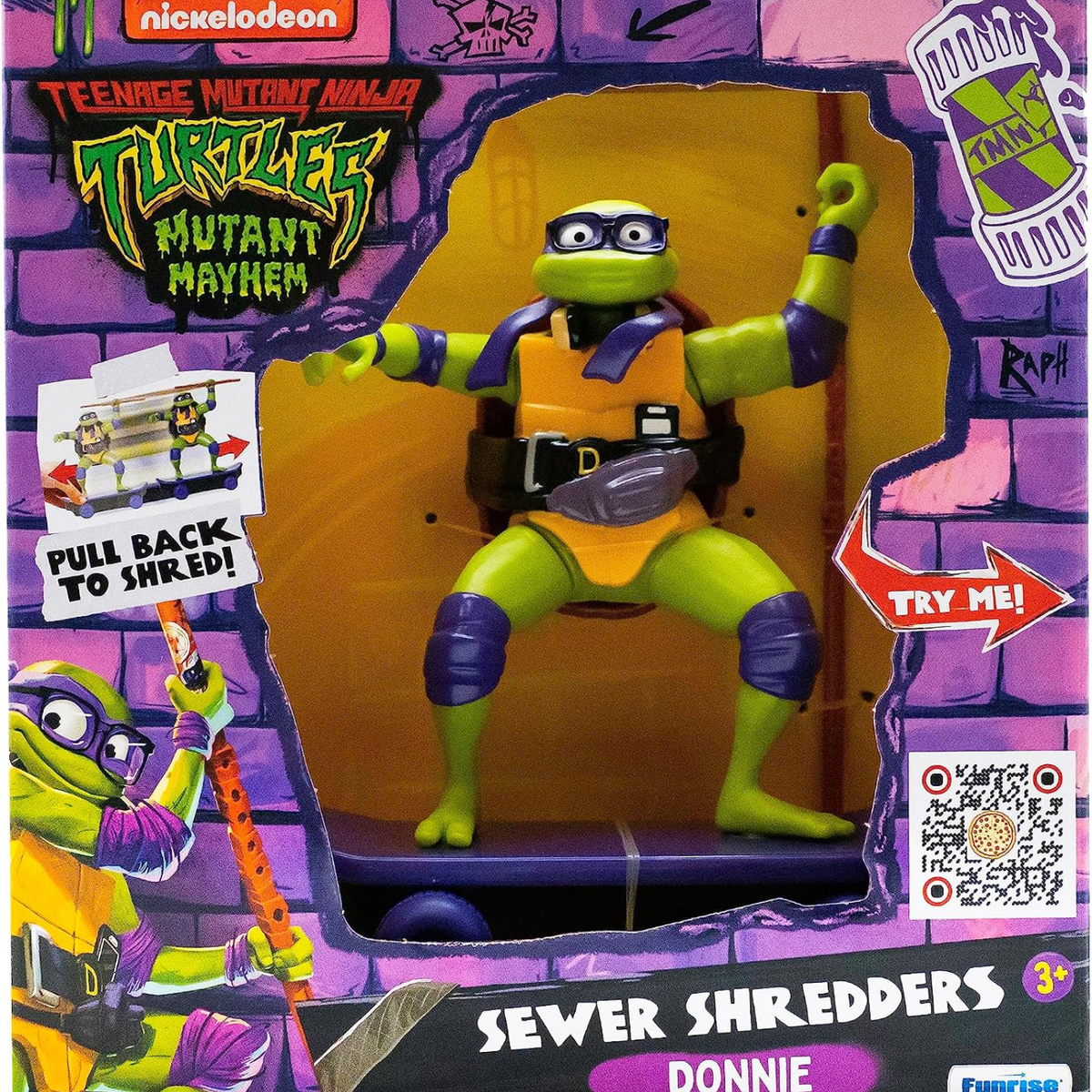 Teenage Mutant Ninja Turtles Donnie Mutant Mayhem Skate Toy TMNT Sewer Shredders