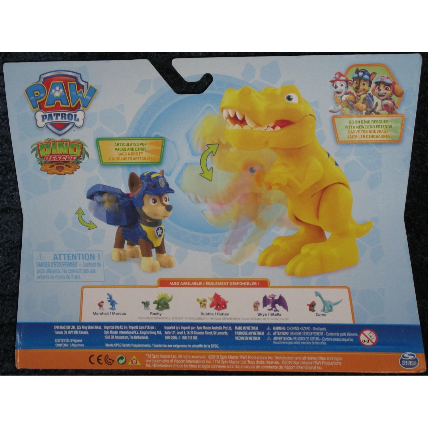 PAW Patrol Dino Rescue Chase Hero Pup with T-Rex & Surprise Dinosaur Toy Set 3+