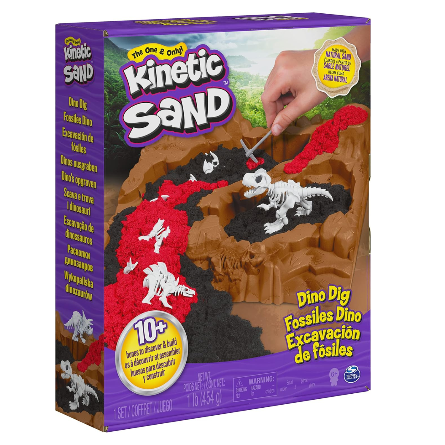 Kinetic Sand Dino Dig Playset with 10 Hidden Dinosaur Bones Kids Toy Age 6+ Gift