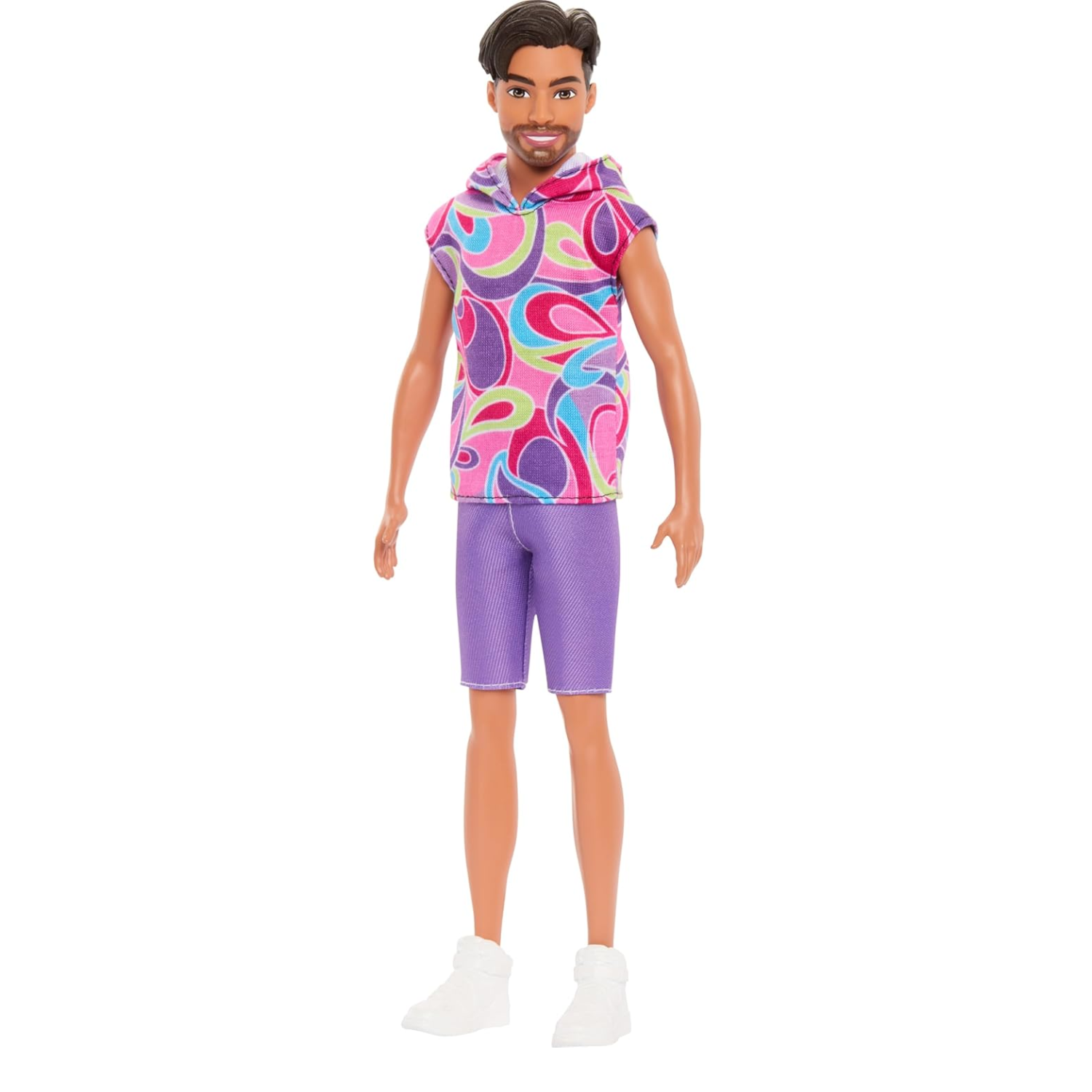 Barbie Fashionistas Ken Doll #227 Brunette Beard Hoodie Shorts Sneakers Toy 3+