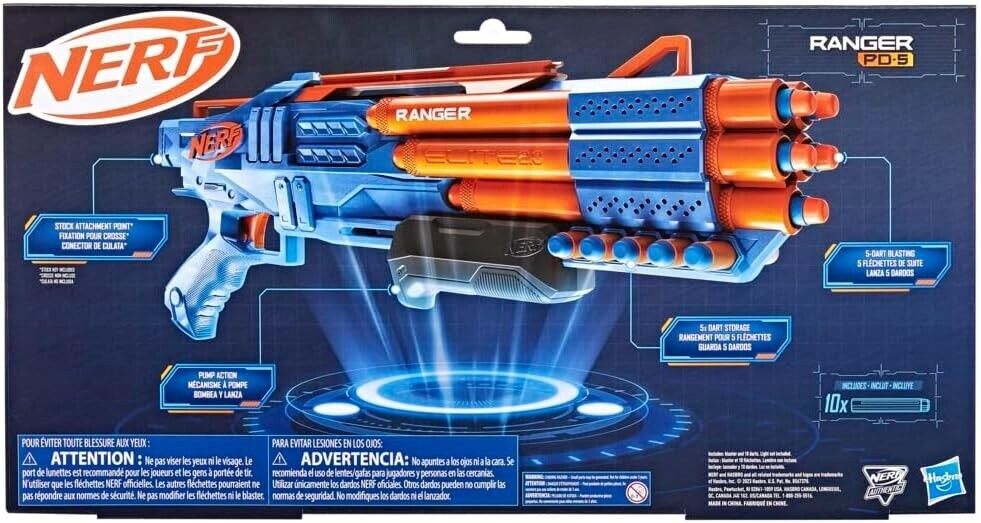 NERF  Elite 2.0 Ranger PD-5 Blaster Ages 8+ New Toy Gun Play Fire 5 Darts Gift
