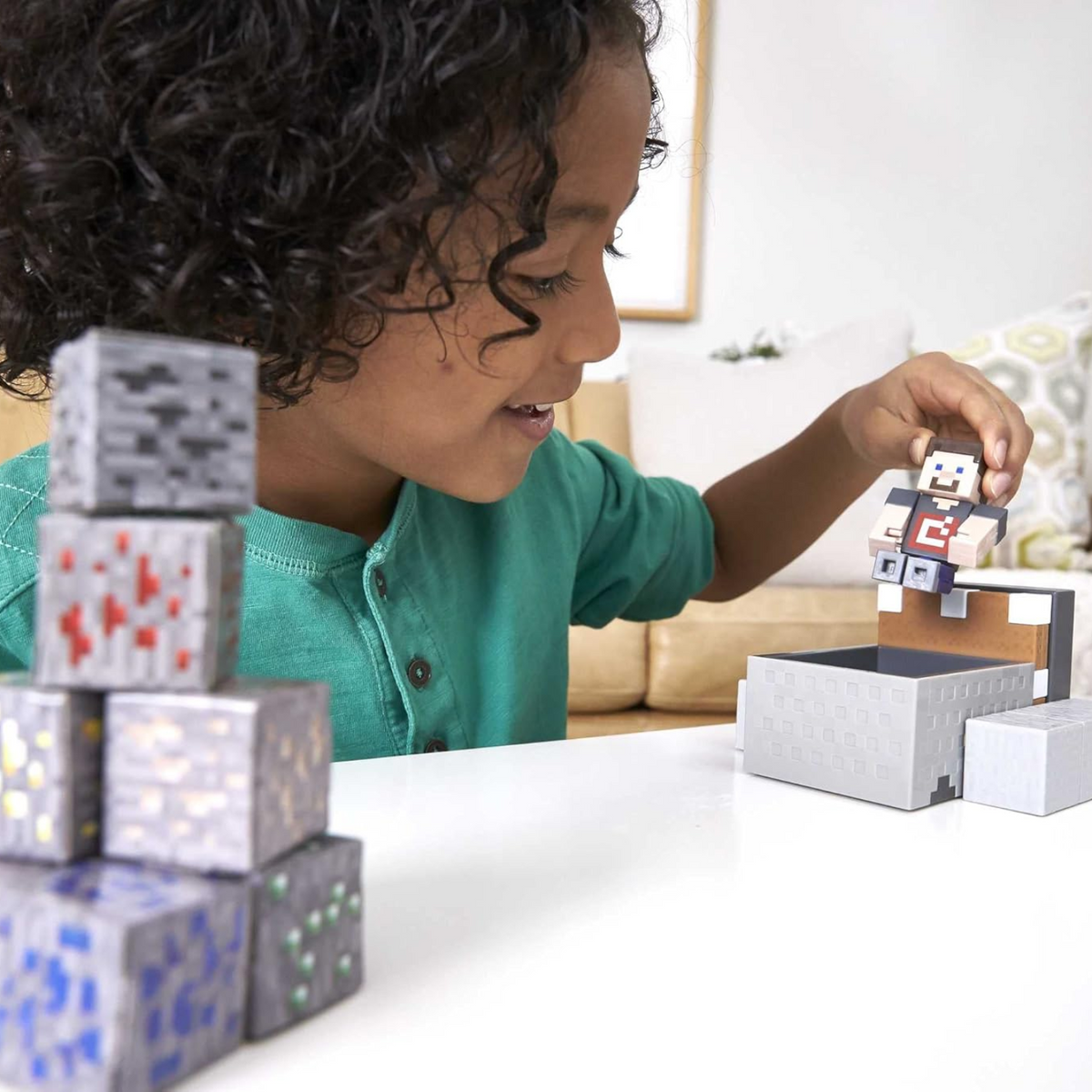 Minecart Mayhem Playset With Steve Figure Launching Cart and Accessories New Toy