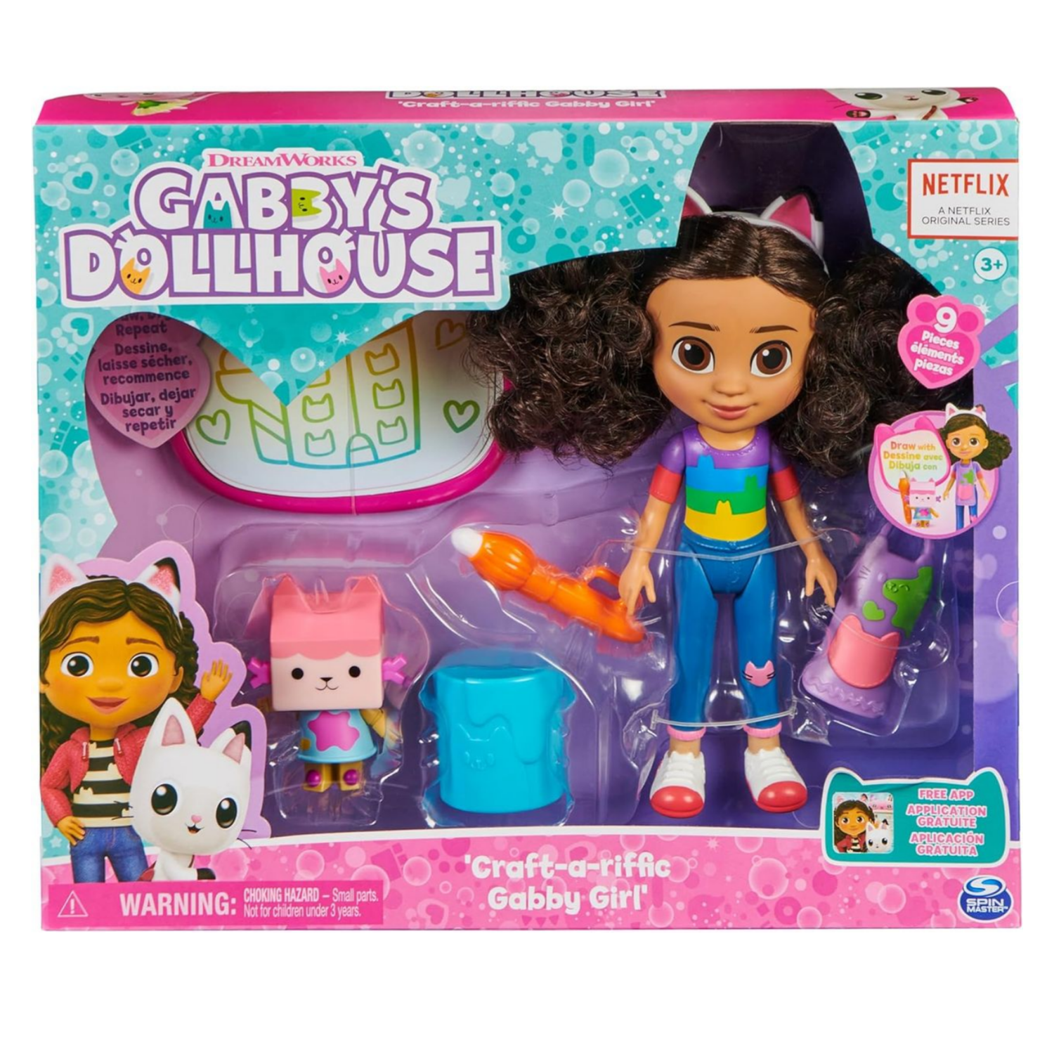 Gabby’s Dollhouse Deluxe Craft Doll Set with Water Pad & Baby Box Cat Toy 3+