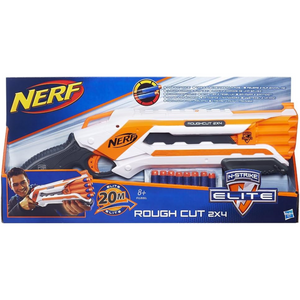 Nerf N-Strike Elite Rough Cut 2X4 Blaster Double Barrel 8 Darts Pump Action 8+