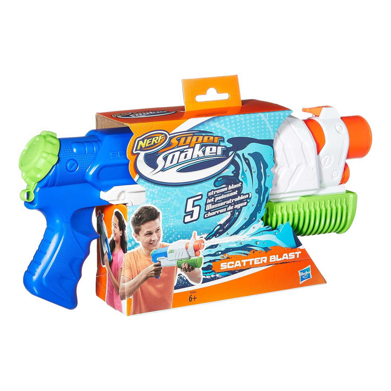 Nerf Super Soaker Scatterblast Water Blaster Pump-Fire 5-Stream Soaking Action