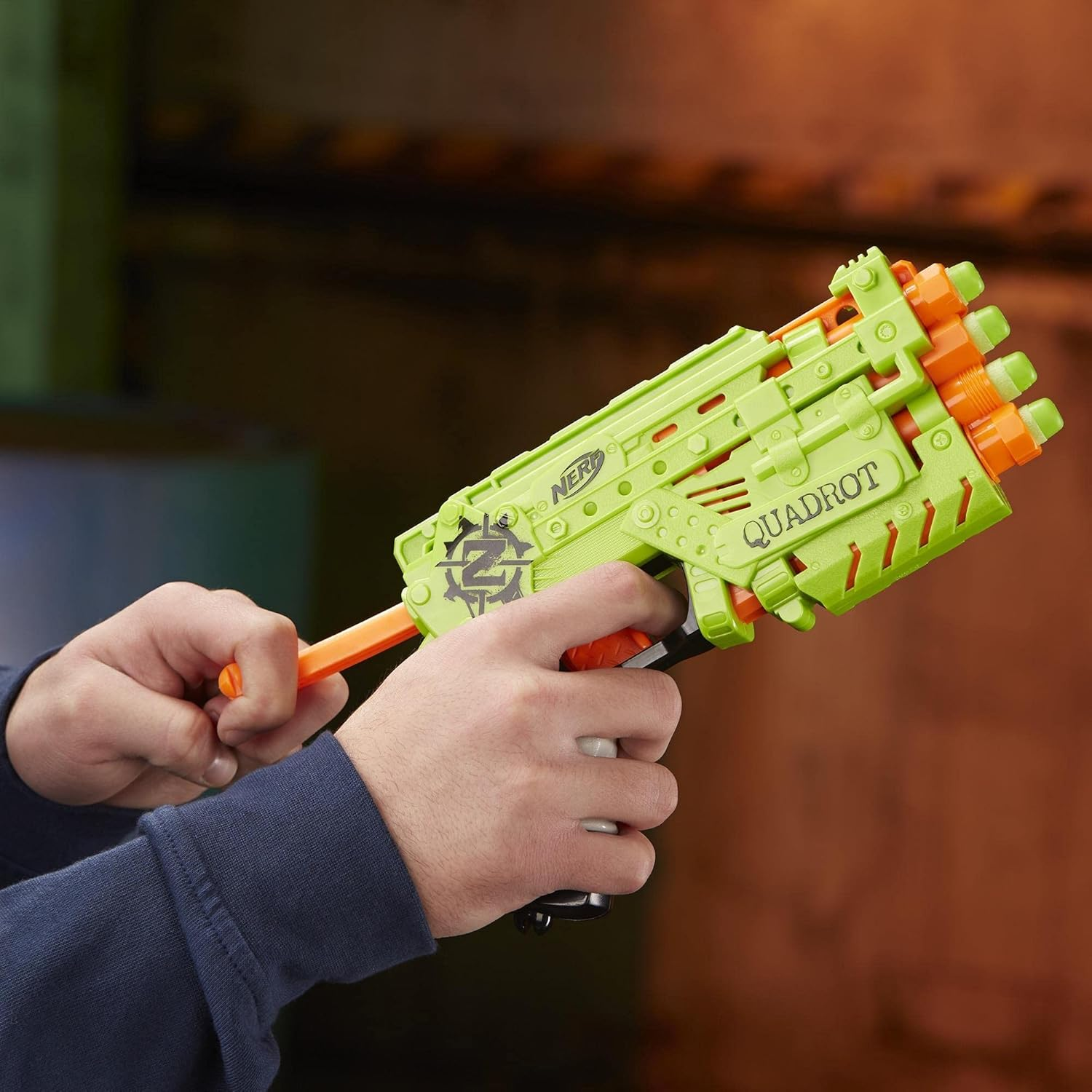 Nerf Zombie Strike Quadrot Blaster Set with 4 Darts Compact 4-Shot Foam Gun Toy