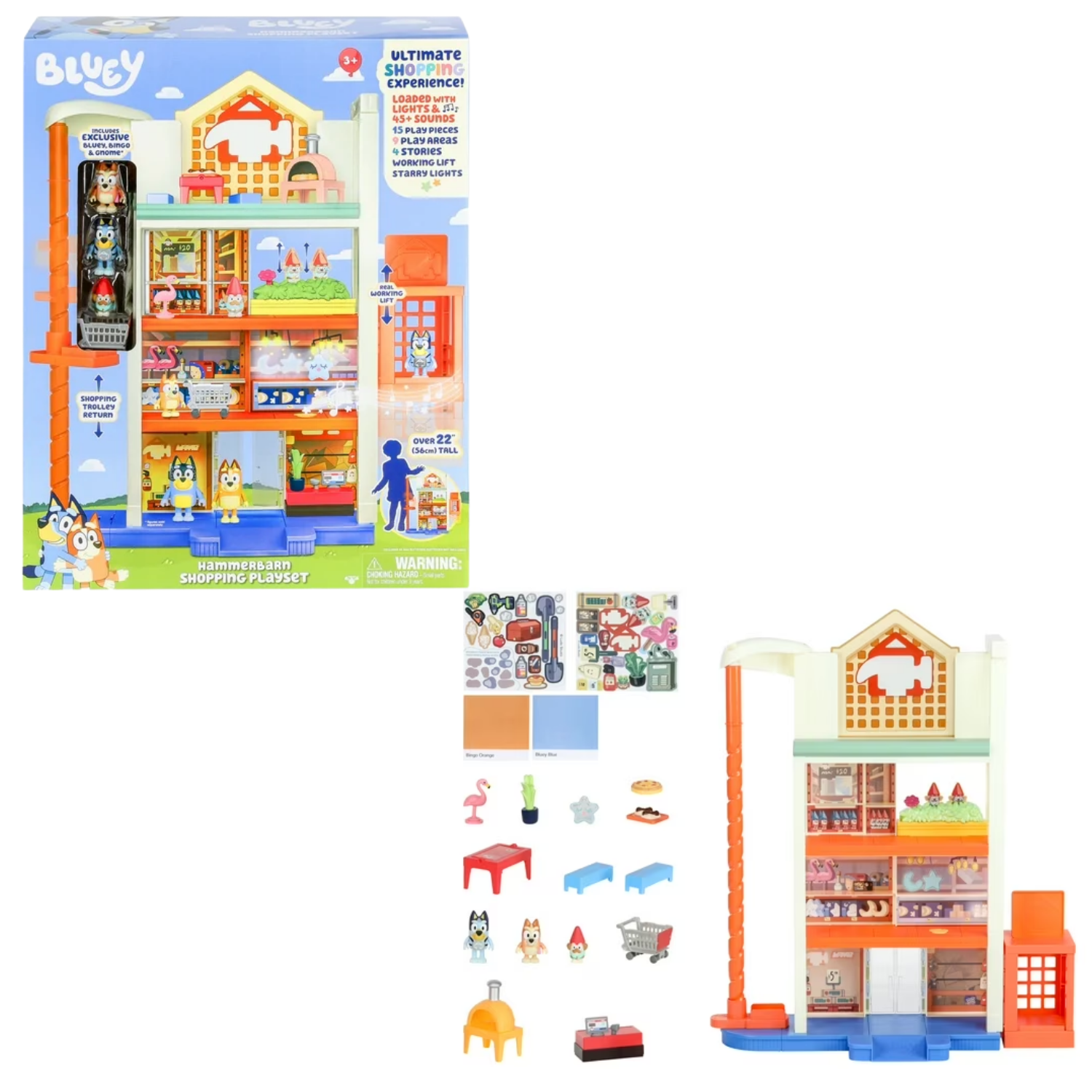 Bluey Hammerbarn Shopping Playset 22" Tall with Figures, Lights & Sounds