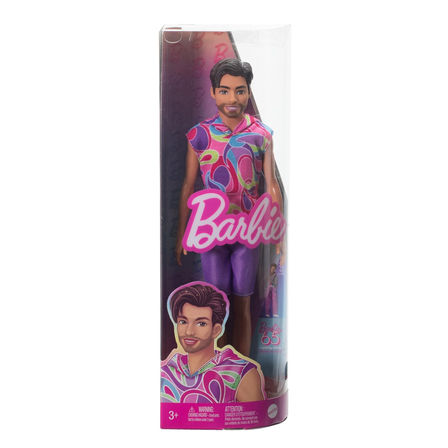 Barbie Fashionistas Ken Doll #227 Brunette Beard Hoodie Shorts Sneakers Toy 3+