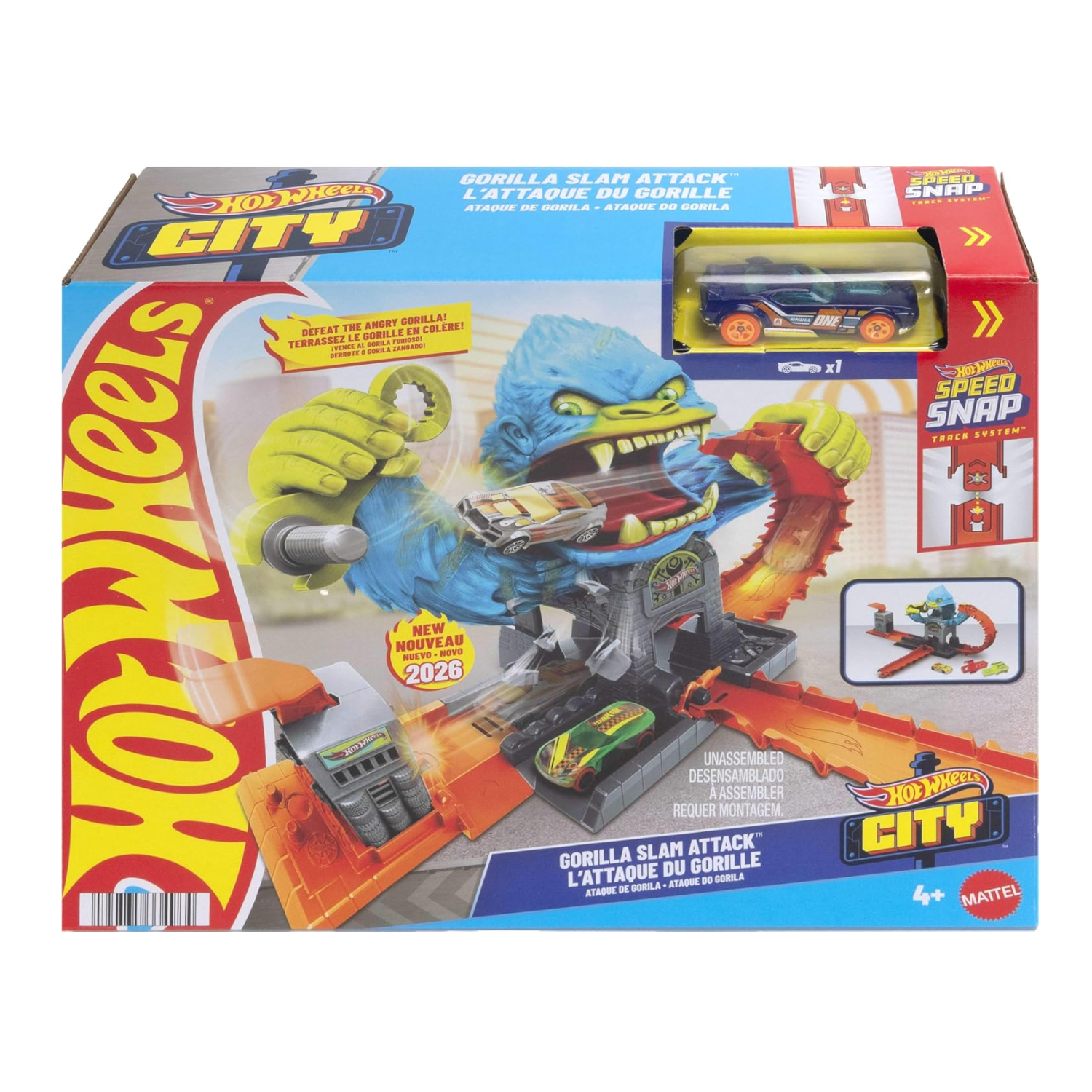 Hot Wheels Toy Car Track Set City Gorilla Slam Attack New Toy