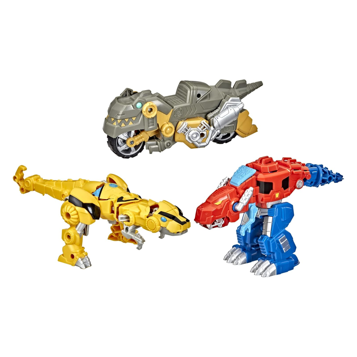 Transformers 3-Pack Optimus Prime Bumblebee Grimlock Robot Dinosaur New Toy