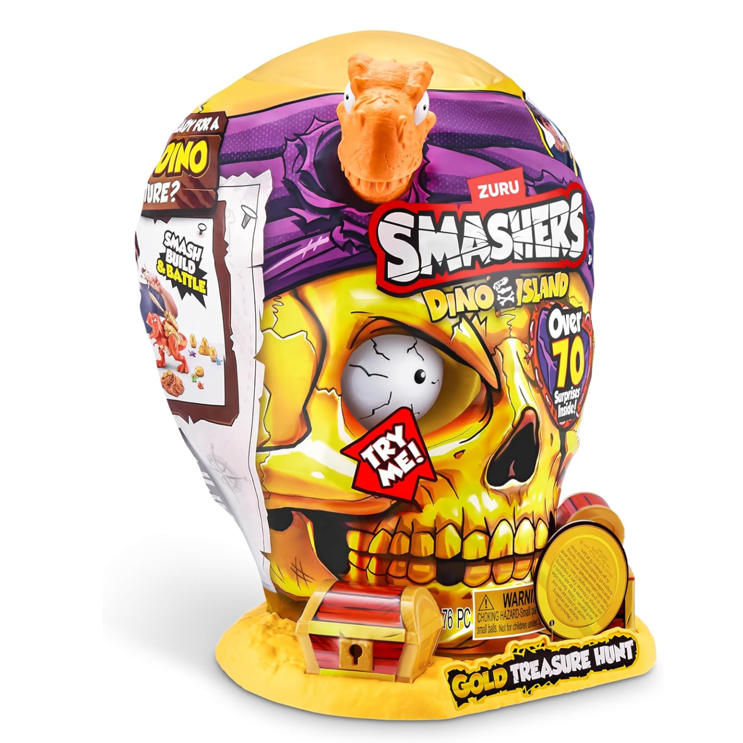 Smashers Dino Island Gold Treasure Hunt Playset with 70+ Surprises Ages 3-12
