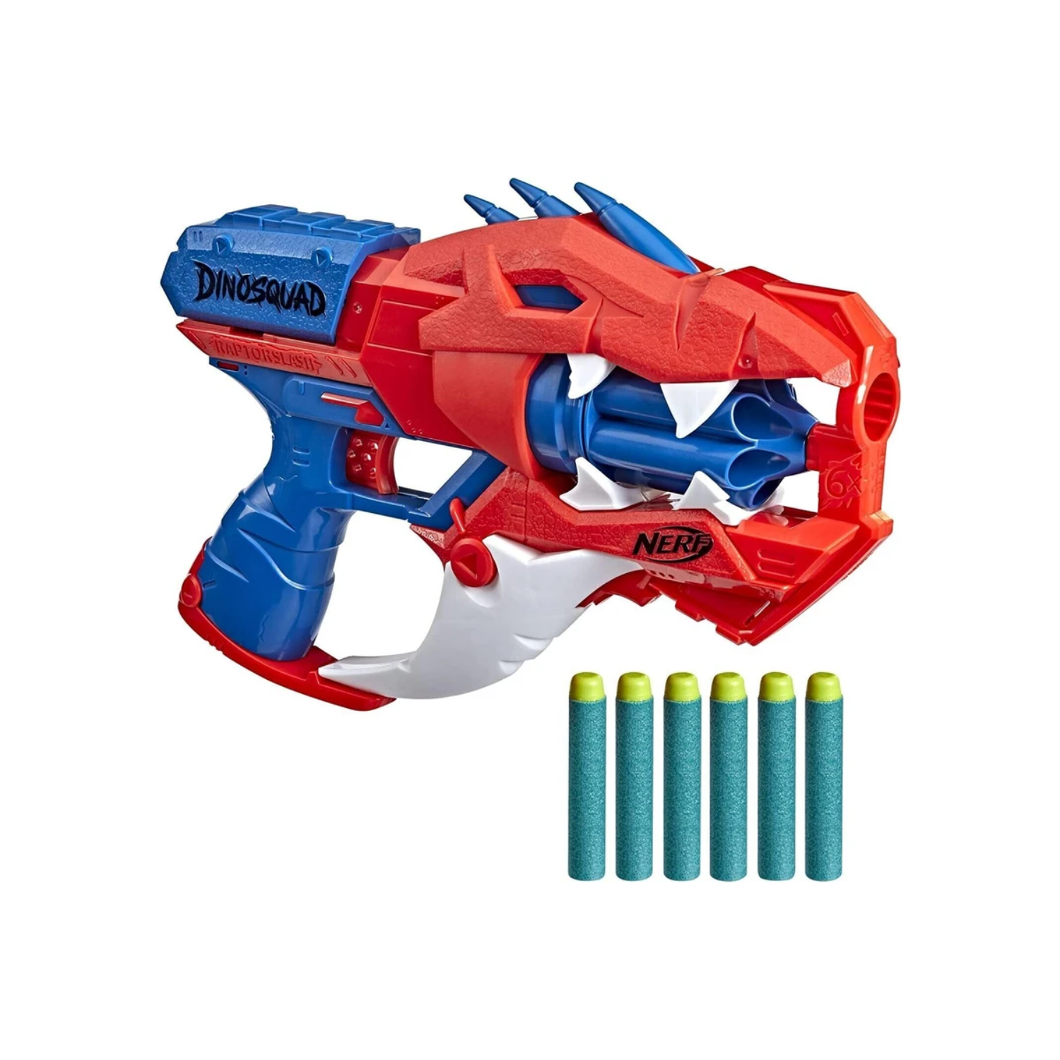Nerf DinoSquad Raptor-Slash Dart Blaster 6-Dart Rotating Drum Slam Fire Gun Toy