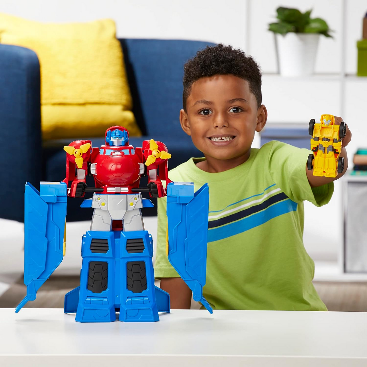 Transformers Optimus Prime Jumbo Jet Wing Racer Bumblebee Plane Car Robot Play