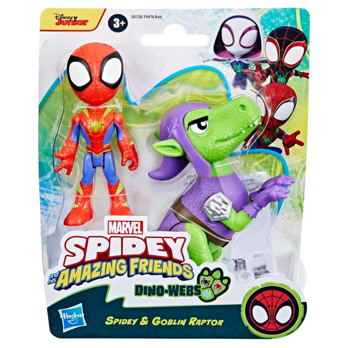 Spidey and Friends Hero Dino Webs New Toy Figure Spidey and Goblin Raptor