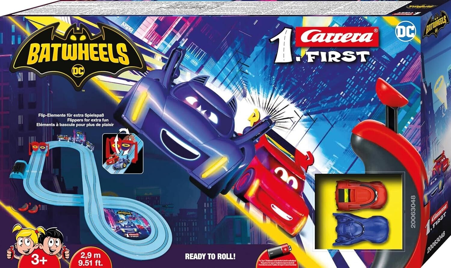 Carrera First DC Batwheels Ready to Roll 2.0m Slot Car Race Track Batman New Toy