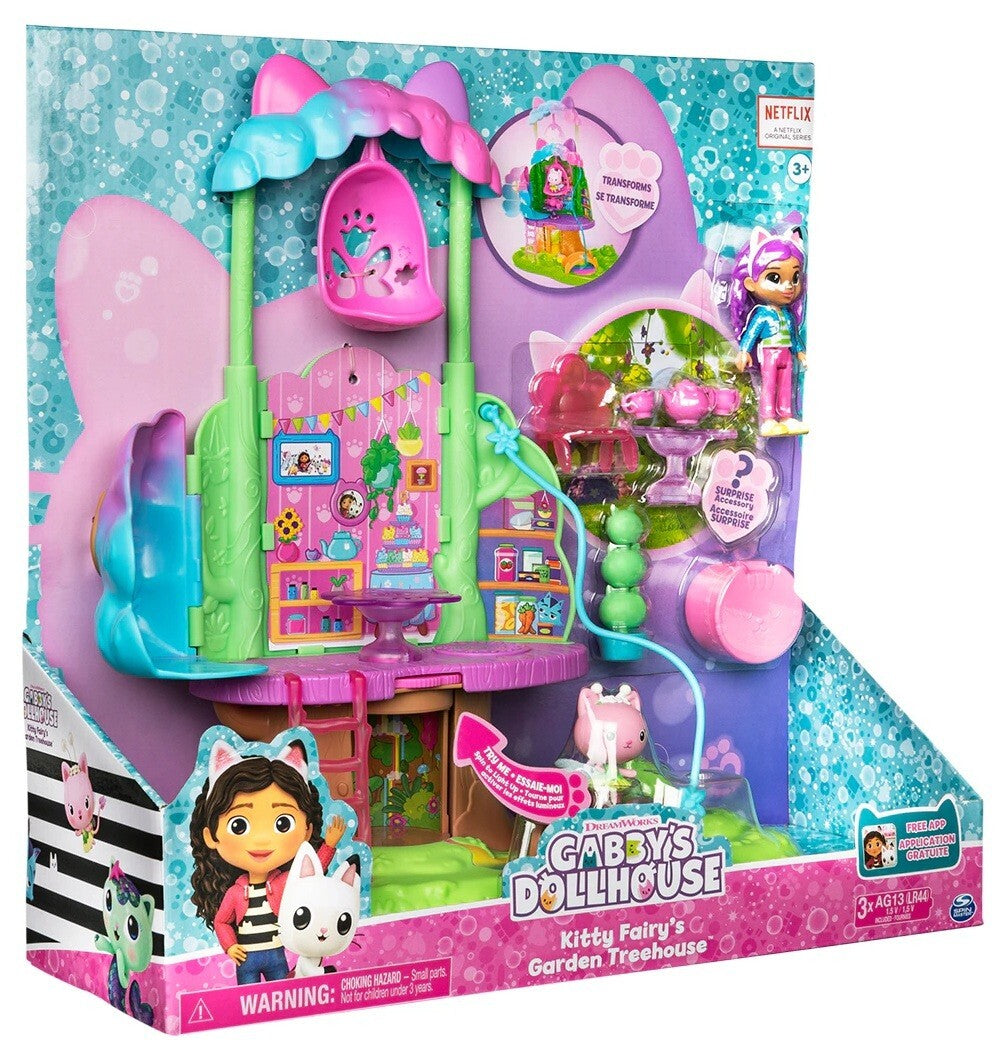 DreamWorks Gabby's Dollhouse Kitty Fairy Garden Treehouse Playset Ages 3+ Toy