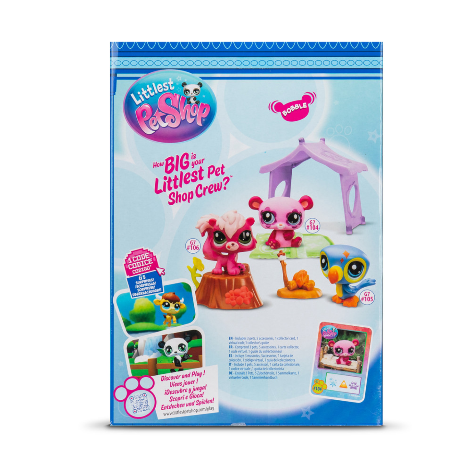 Littlest Pet Shop Camping Play Pack 3 Pets with Accessories Collector Card 4+