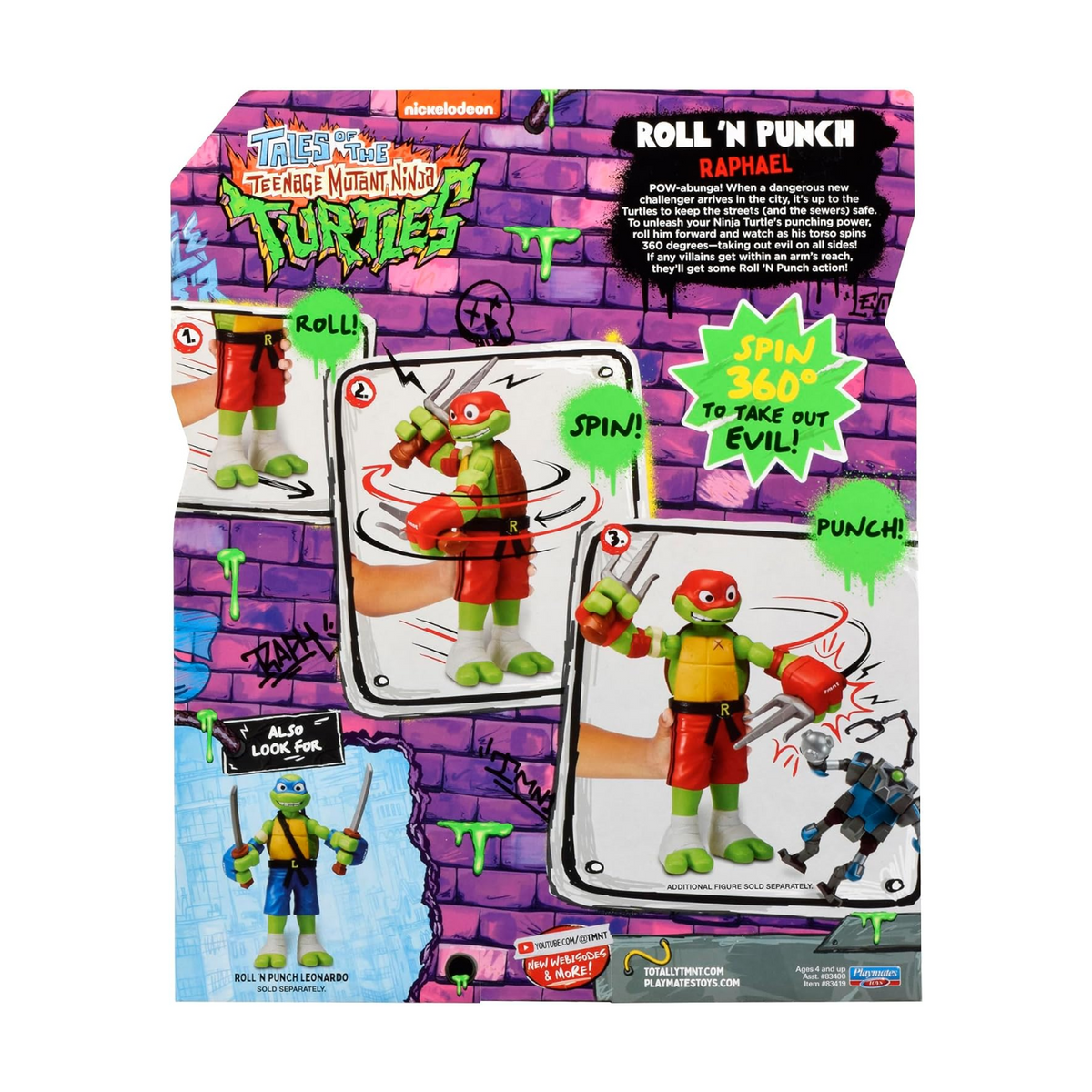 Tales of Teenage Mutant Ninja Turtles Giant Roll N Punch Raphael Figure New Toy