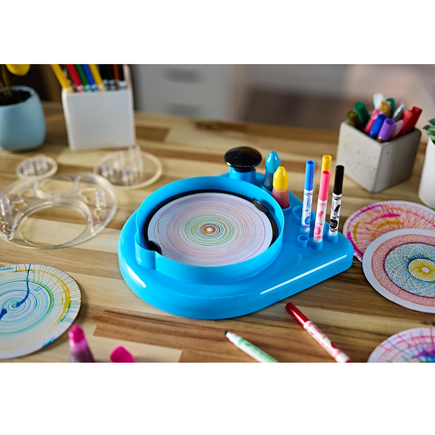 Crayola Spin & Spiral Art Station 2-in-1 Creative Drawing and Spin Art Set Ages