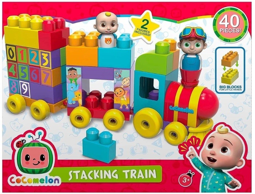 CoComelon Stacking Train 40 Piece Large Building Block Set Includes JJ TomTom