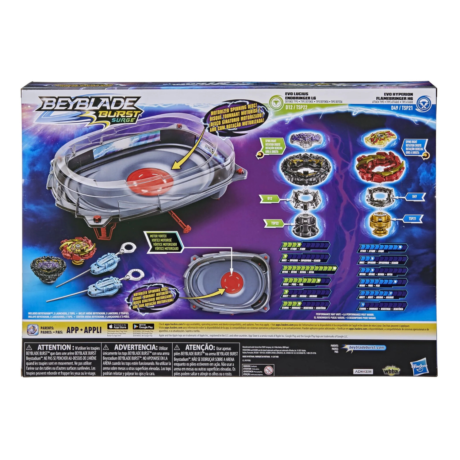 Beyblade Burst Speedstorm Motor Strike Stadium Set with 2 Tops and Launchers