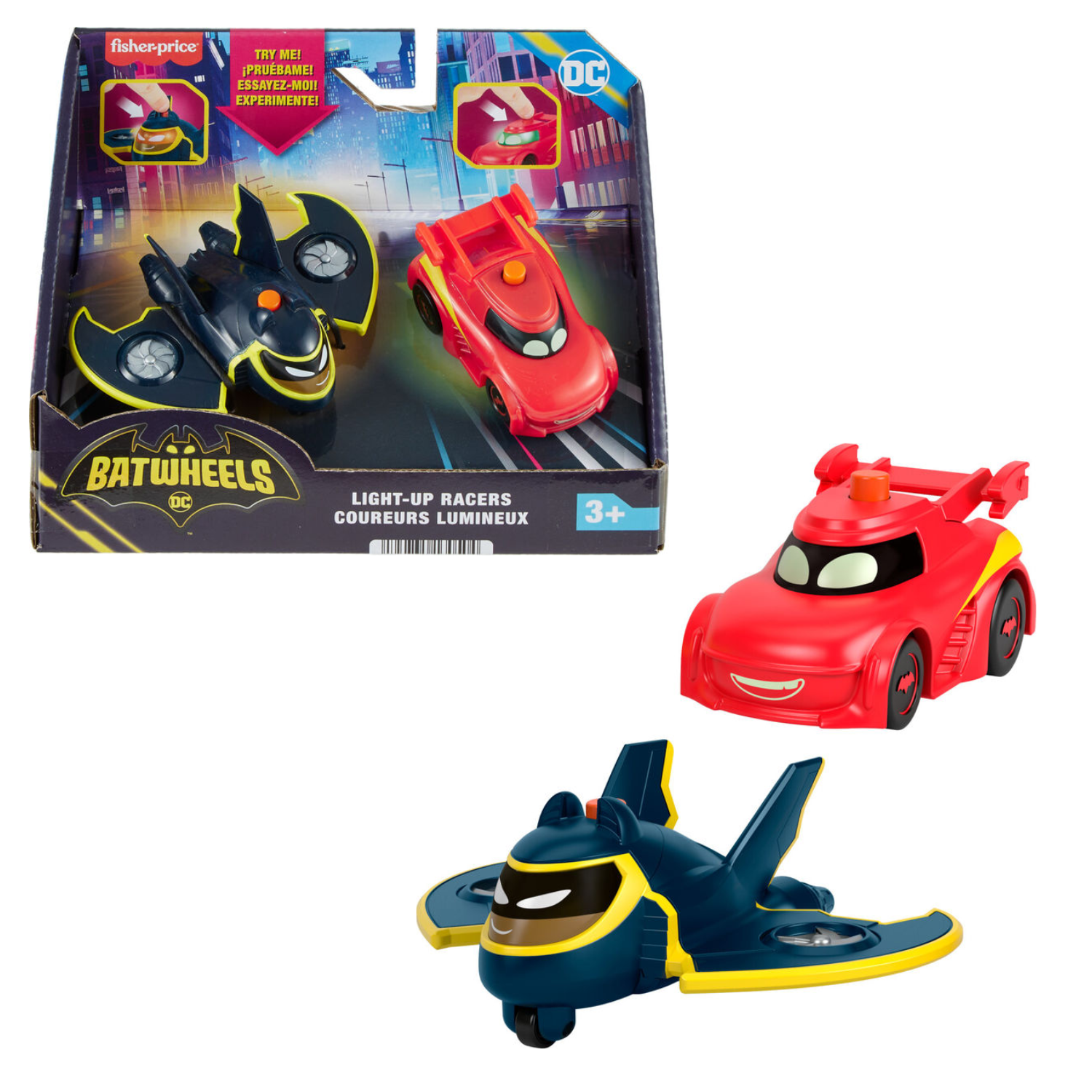 Fisher-Price DC Batwheels Light-Up Racers Redbird & Batwing 1:55 Scale Toy Cars