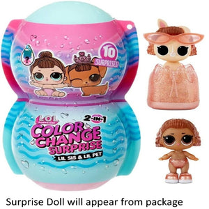 L.O.L. Surprise 2-in-1 Sister Colour Change Dolls with Pet & 10 Surprises Doll