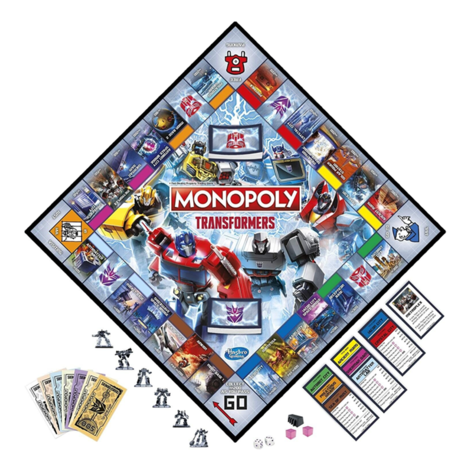 Monopoly Transformers Edition Board Game 2-6 Players Optimus Prime Bumblebee