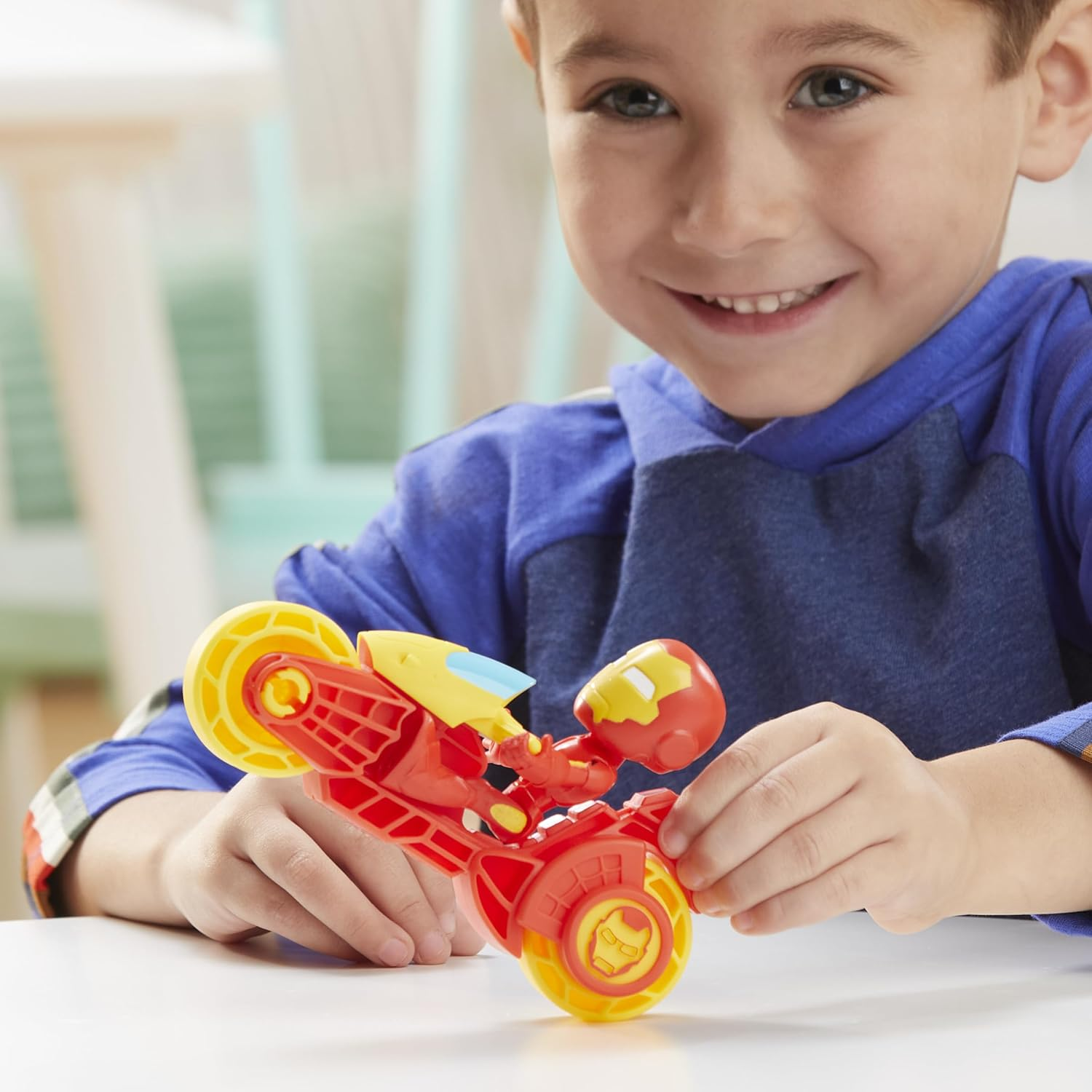 Spidey and Friends Iron Man Figure with Motorbike Toy 4" Preschool Set