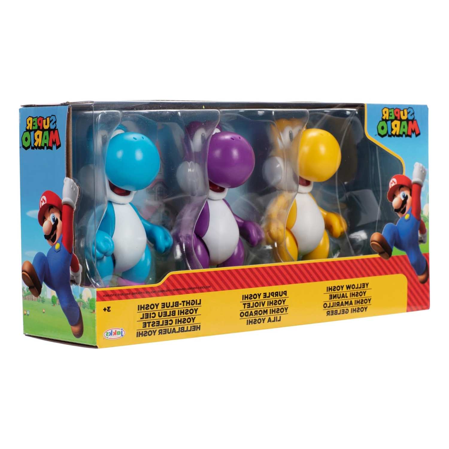 Nintendo Super Mario Yoshi 3-Pack 4-Inch Action Figure Yellow, Purple,Blue Set