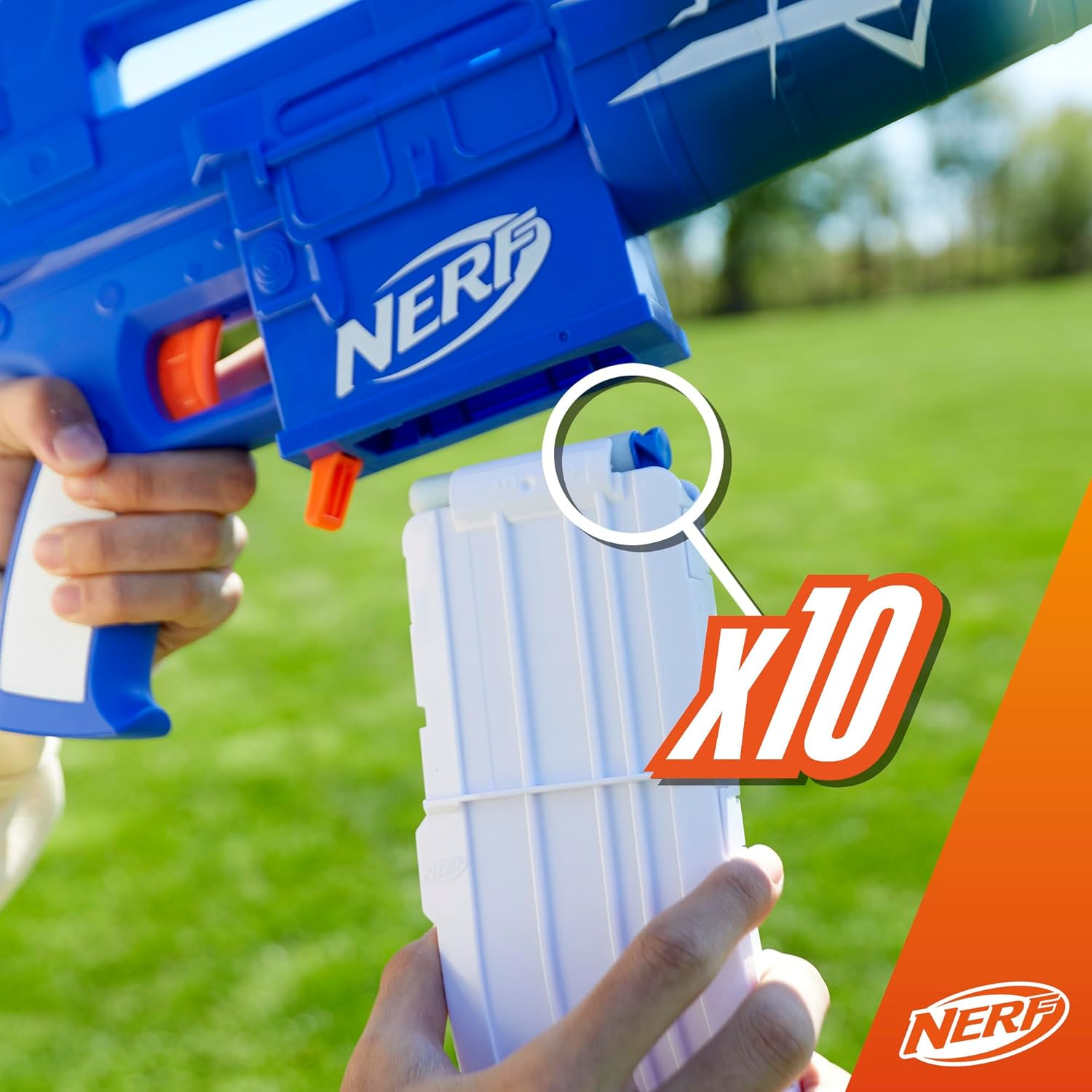Nerf Fortnite Blue Shock Blaster Motorized Dart Shooter Auto 10 Dart Rapid Fire