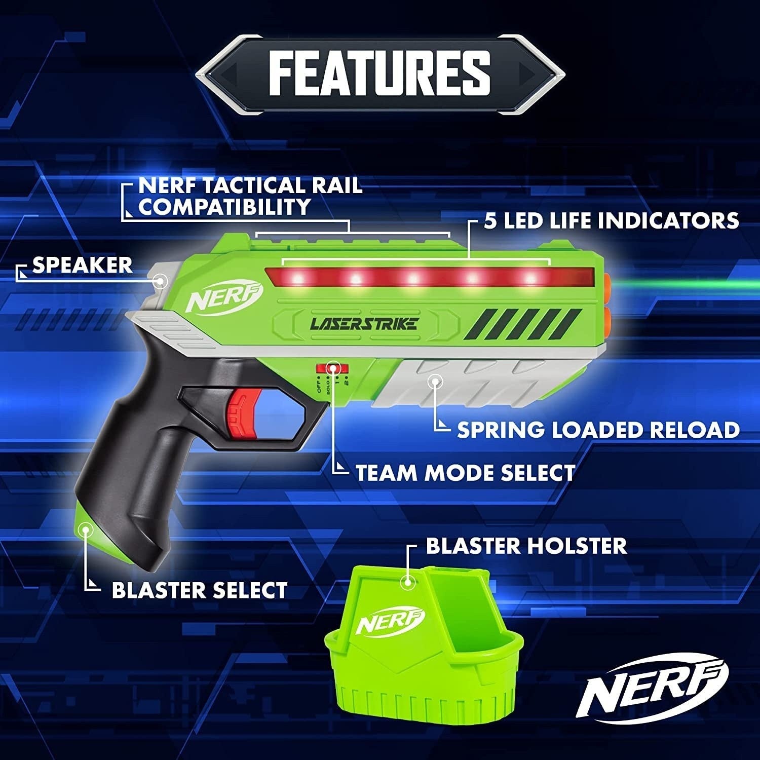 Nerf Laser Strike 4 Player Laser Tag Set Blasters Holsters 300ft Range
