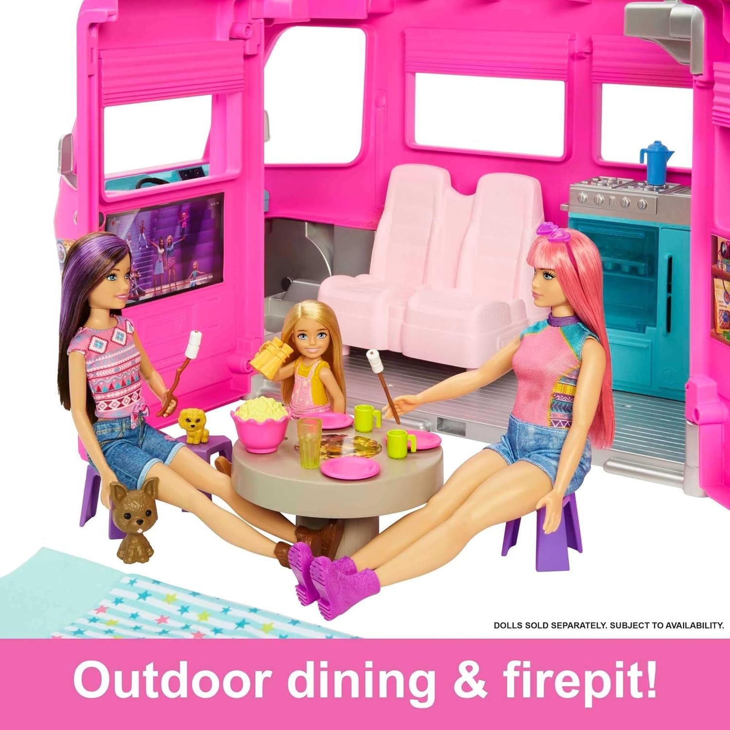 Barbie Dream Camper Playset with Slide, 60 Accessories & 7 Play Areas Ages 3–7
