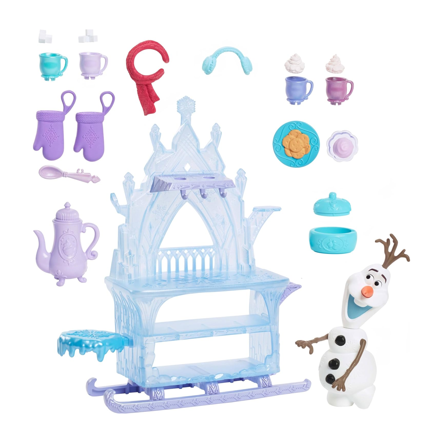 Frozen Olaf Treat Sled Playset Doll Cart 15 Plus Accessories Winter Festival Fun