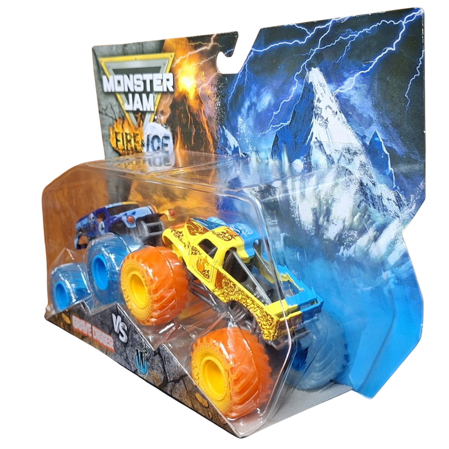 Monster Jam Fire And Ice Grave Digger And Whiplash 1 64 Trucks Ages 3 +