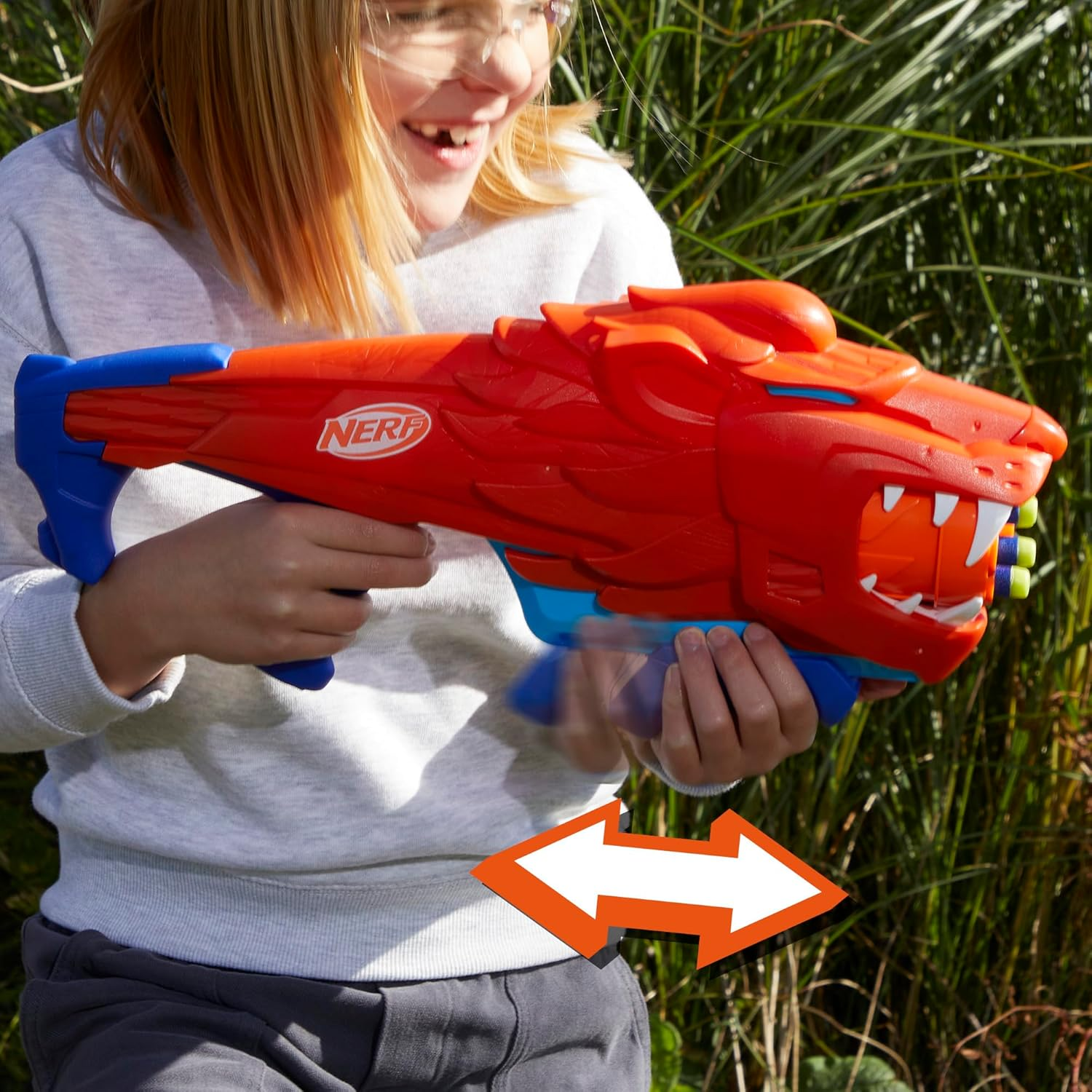 NERF Wild Lionfury Easy Play Dart Blaster Toy Gun Lightweight Kids 6+ Outdoor