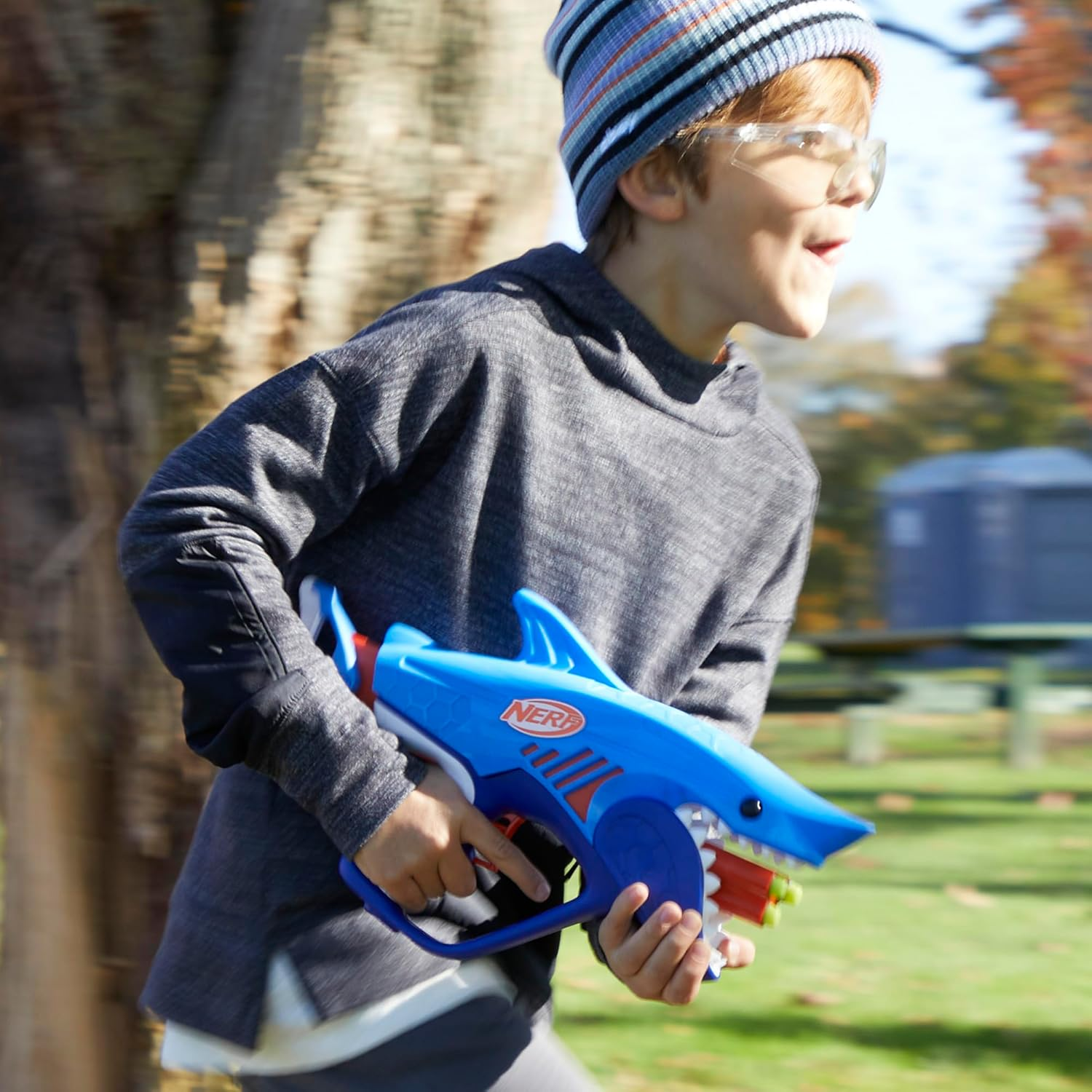 NERF Wild Sharkfire Easy Play Dart Blaster Toy Gun with 8 Darts Kids 6+ Outdoor