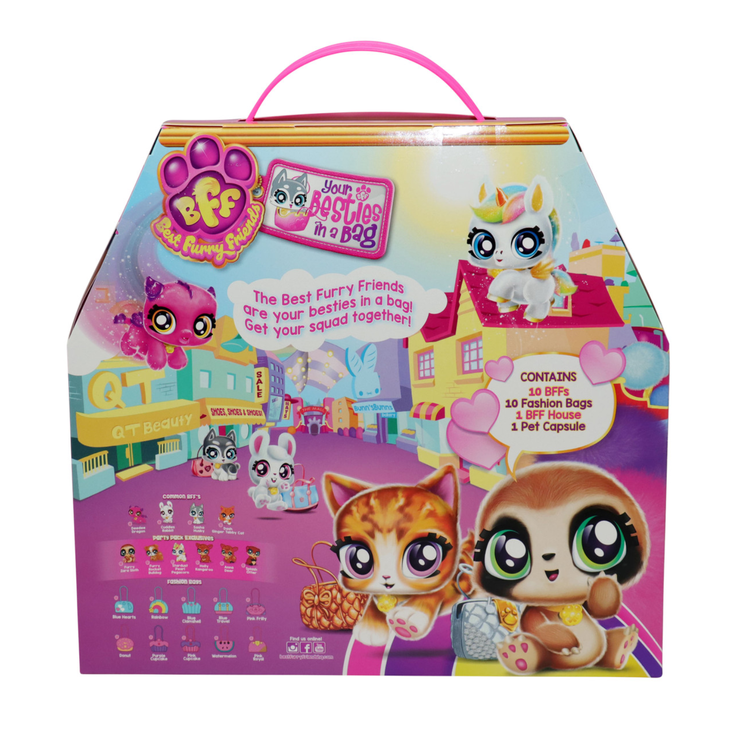 Best Furry Friends Party Pack 6 Exclusive Figures 2 Bonus Capsules Pet Carrier