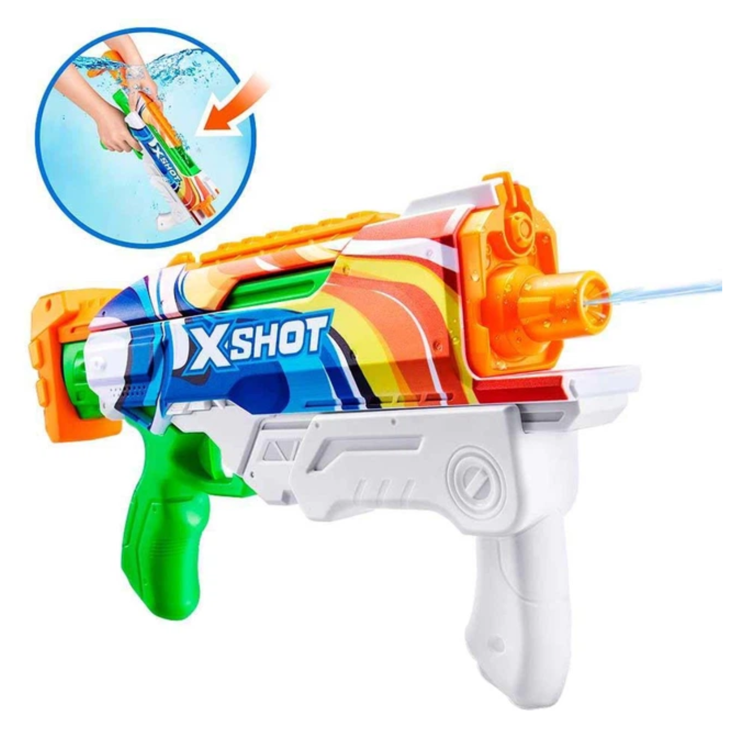 Zuru X-Shot Fast Fill Skins Water Gun Hyperload Rainbow Style 2 Blaster New Toy