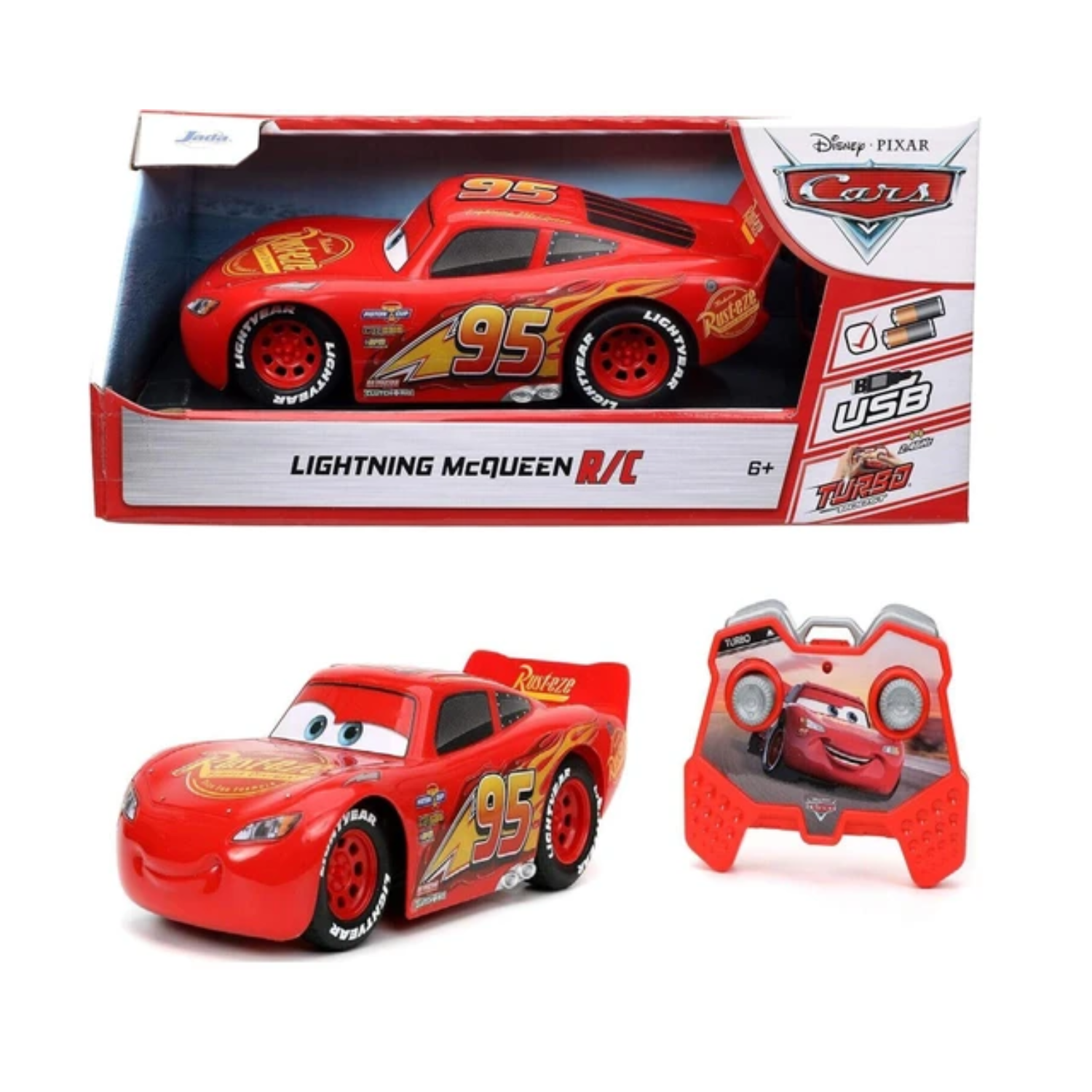 Jada Pixar Cars 1:24 Lightning McQueen RC Remote Control Car Race Play Gift