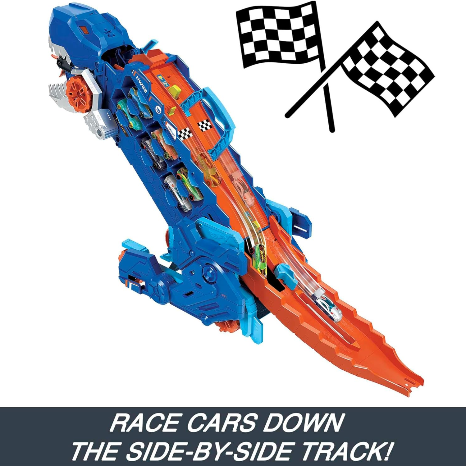 Hot Wheels City Ultimate T-Rex Transporter Car Track Set Hauler Stomping Dino 4+