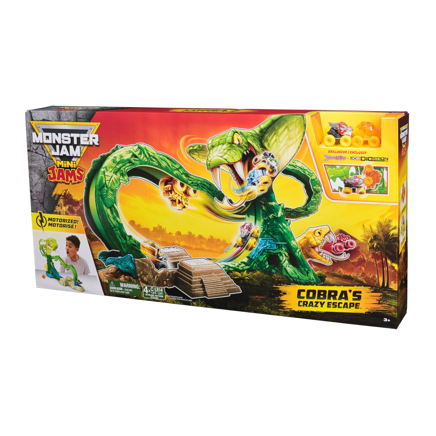Monster Jam Mini Jams Cobra Crazy Escape Motorised Playset Loop Track 2 Trucks