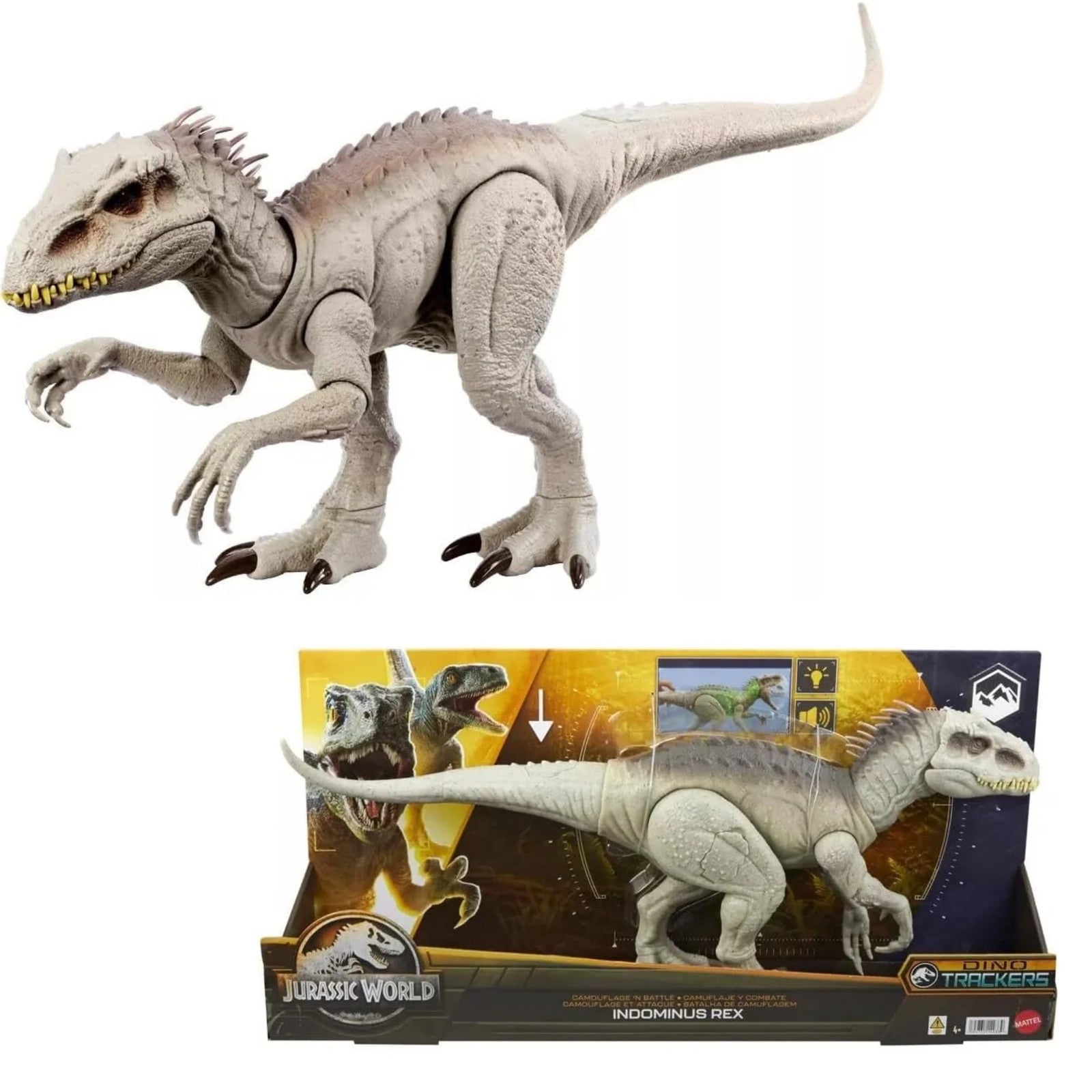 Mattel Jurassic World Indominus Rex Dinosaur Toy Lights Sounds Camouflage Motion