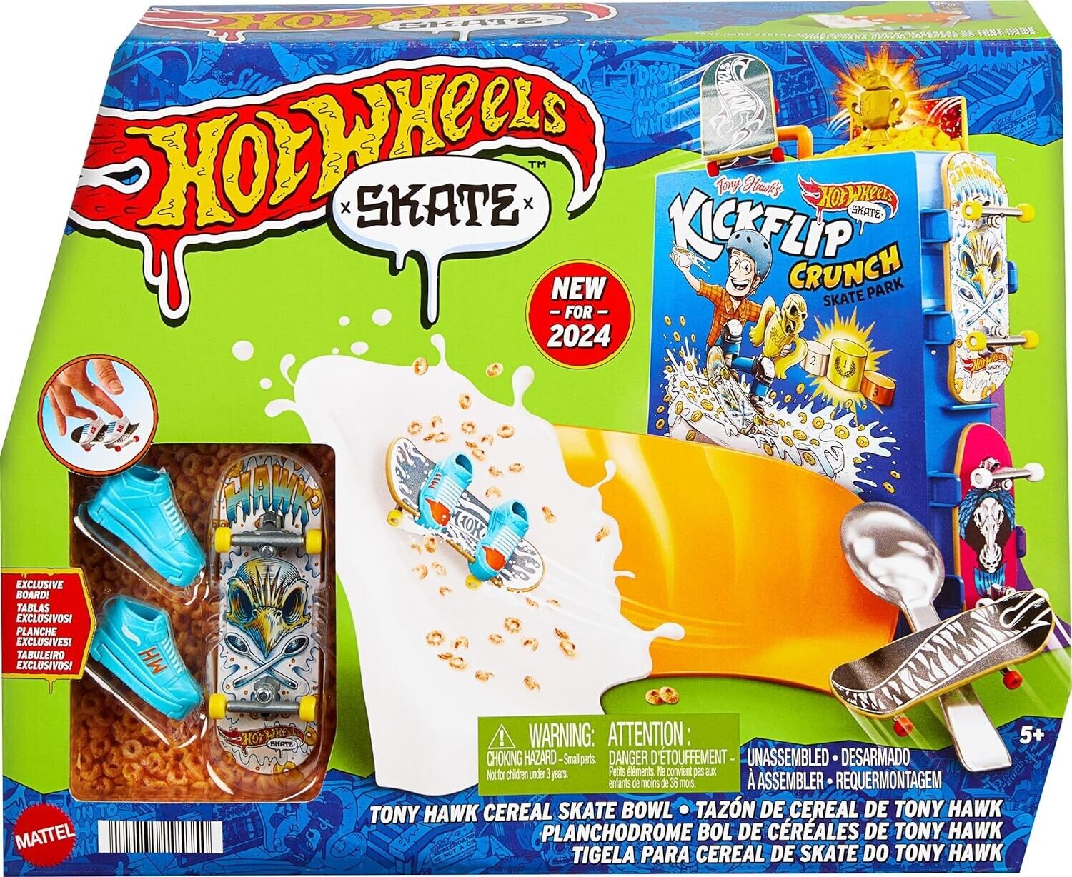Hot Wheels Skate Tony Hawk Cereal Bowl Fingerboard Set 1 Exclusive Board & Pair