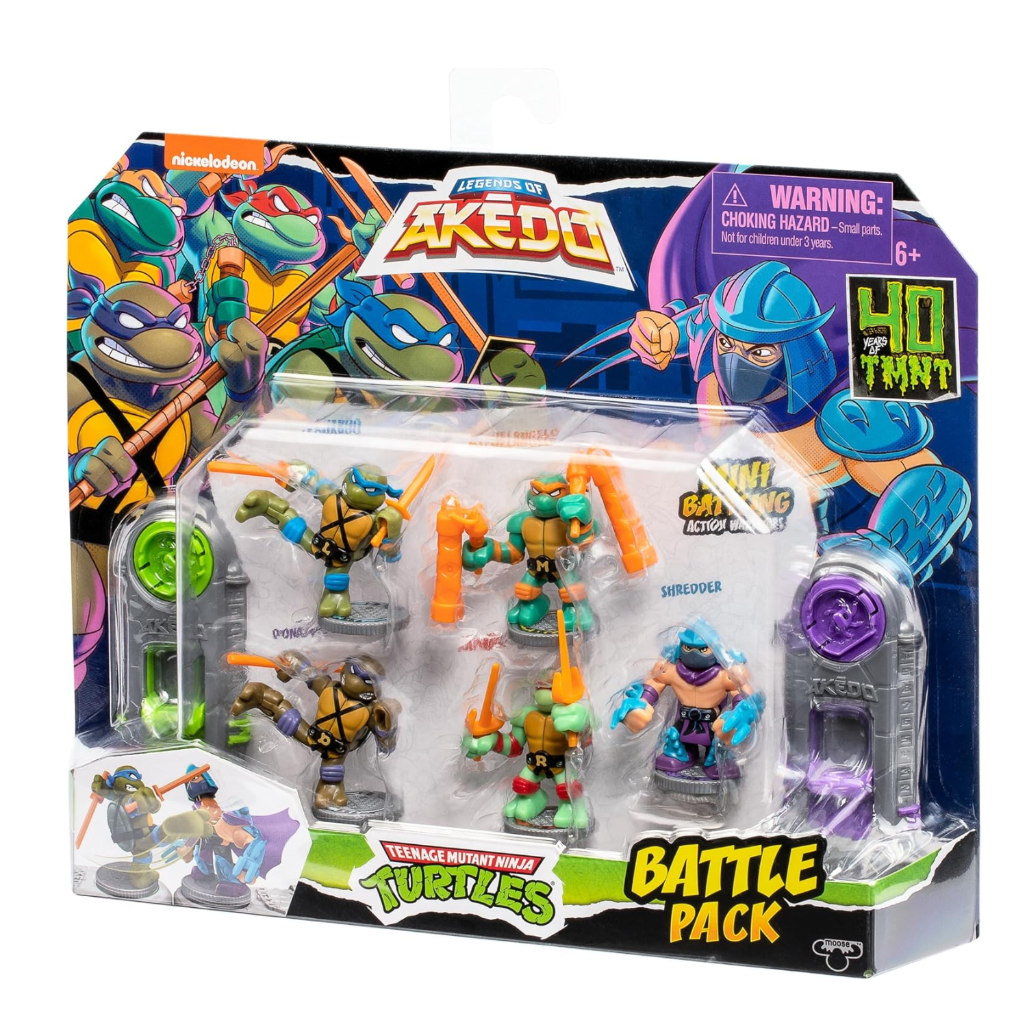 Akedo TMNT Battle Pack 5 Mini Warriors Donatello Leonardo Raph Mike Shredder Toy