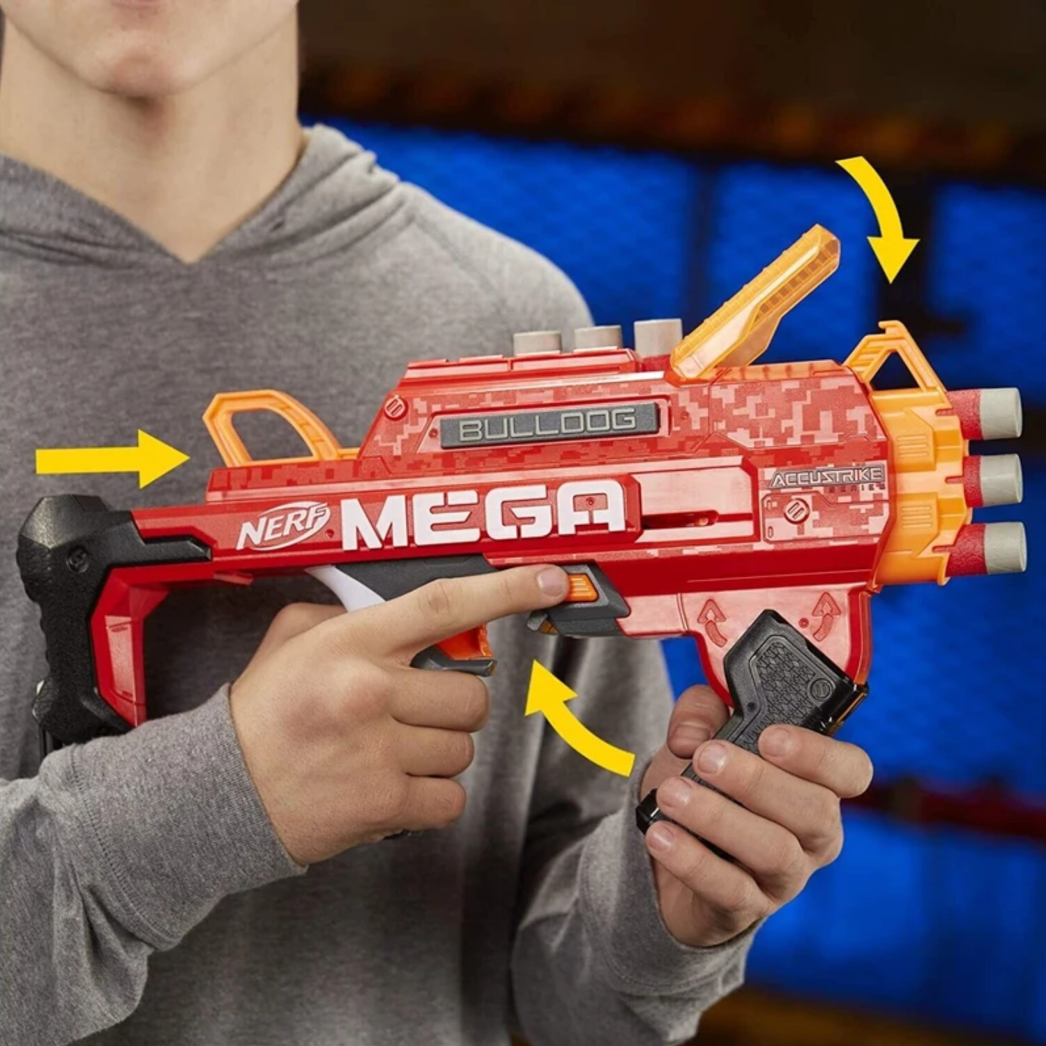 NERF AccuStrike Mega Bulldog Blaster Ages 8+ Toy Fire Gun Play Target Darts Gift