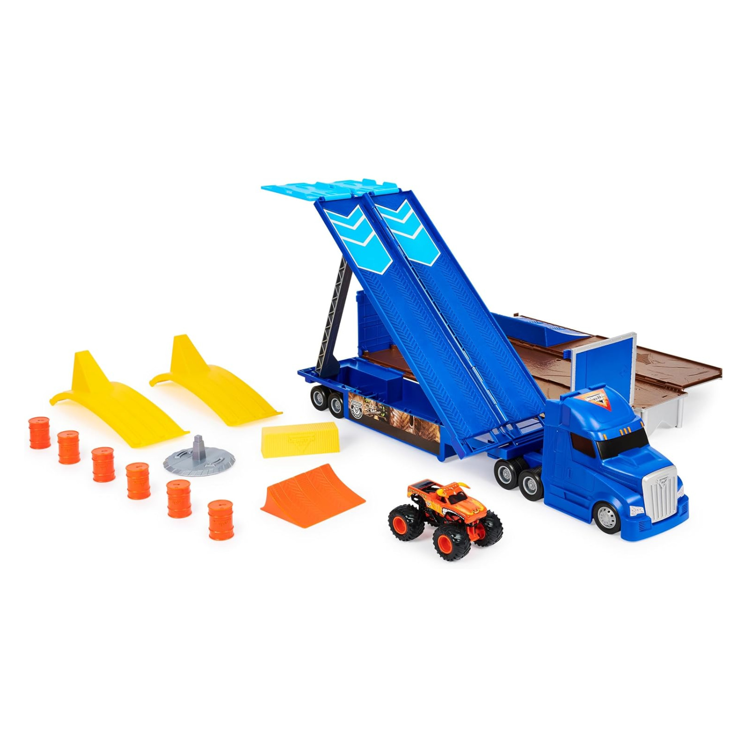 Monster Jam Transforming Hauler Playset 1:64 Scale Truck Kids Toy Vehicle Set