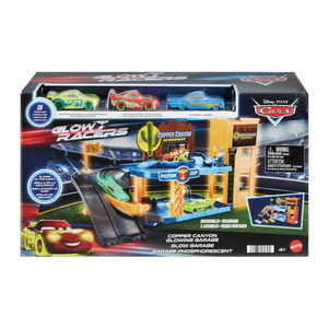 Pixar Cars Copper Canyon Glow Garage Playset 3 Luminous Racing Cars Ramp 4+